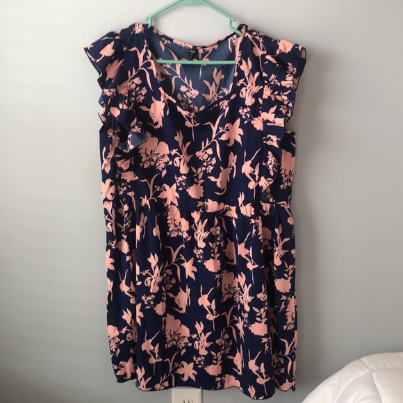 Floral Print Ruffle Trim Smock Dress XL - Picture 4 of 7